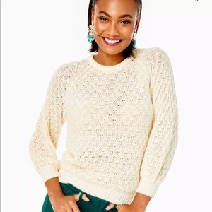 Lilly Pulitzer Corabelle tan and white sweater
